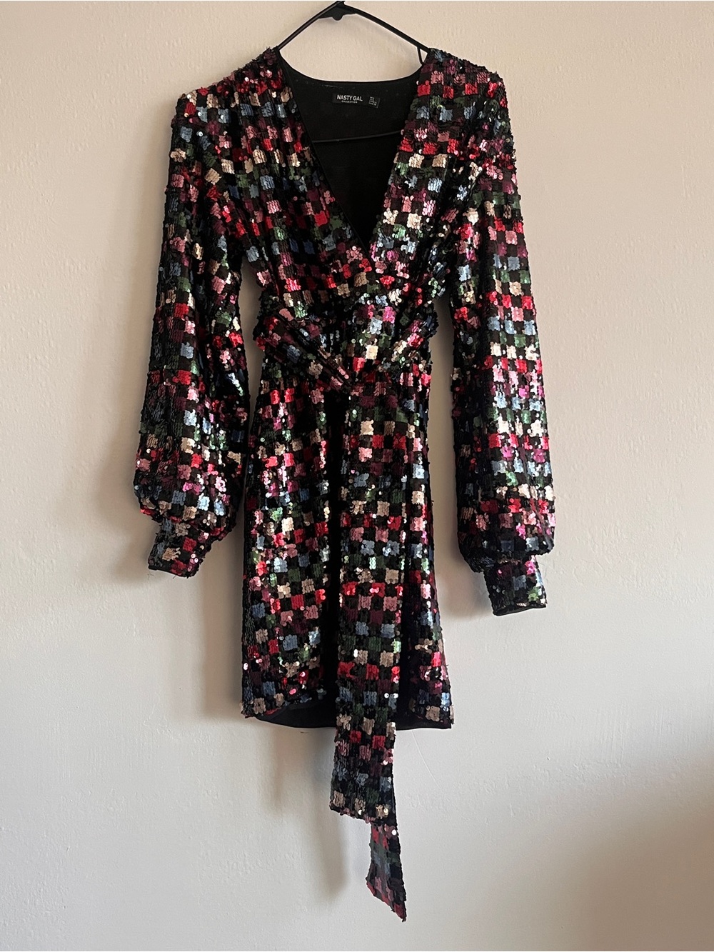 Nasty Gal Multicolor Checkered Sequin Dress